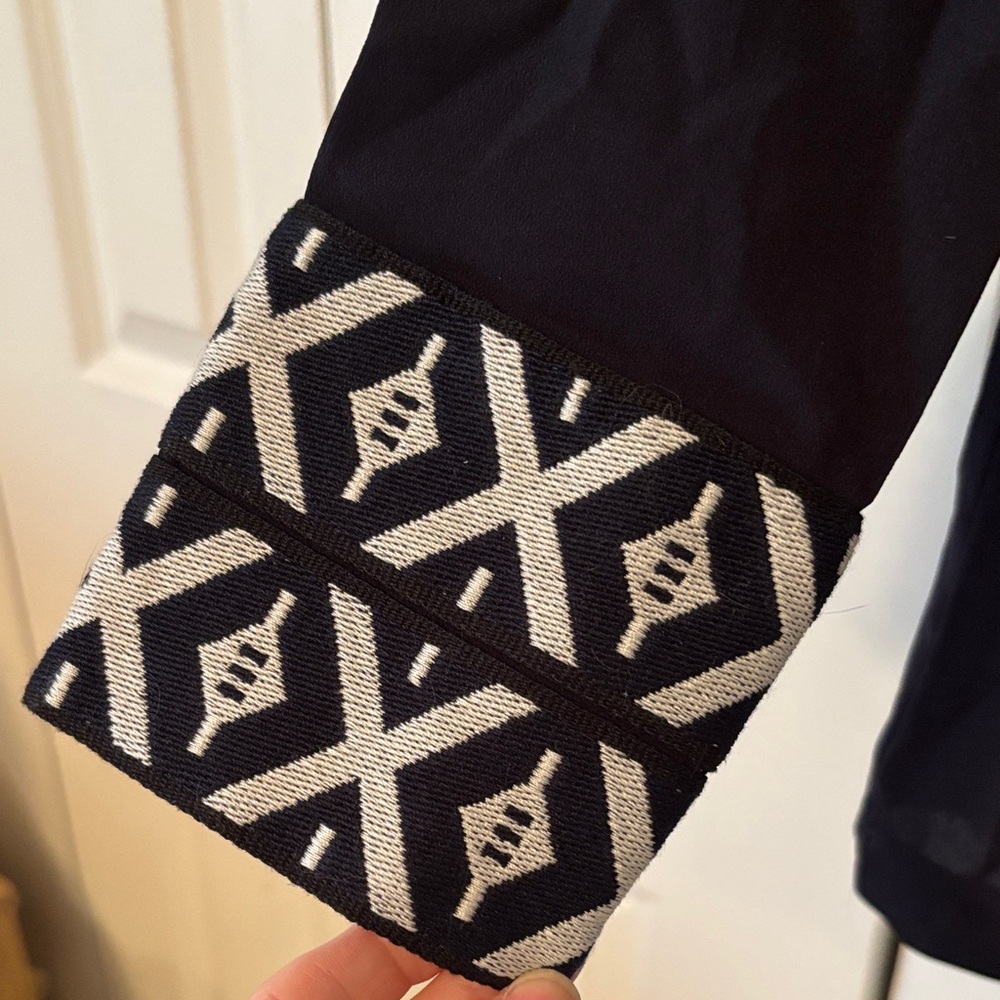 Tory Burch Navy Tunic with White Geometric Trim - Picture 3 of 12